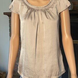 H&M Cream Smocked Blouse with Cap Sleeves